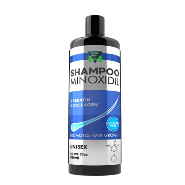 GREEN ROYALTY Minoxidil Shampoo – Sulfate-Free, Keratin & Collagen for Fuller-Looking Hair (32oz)