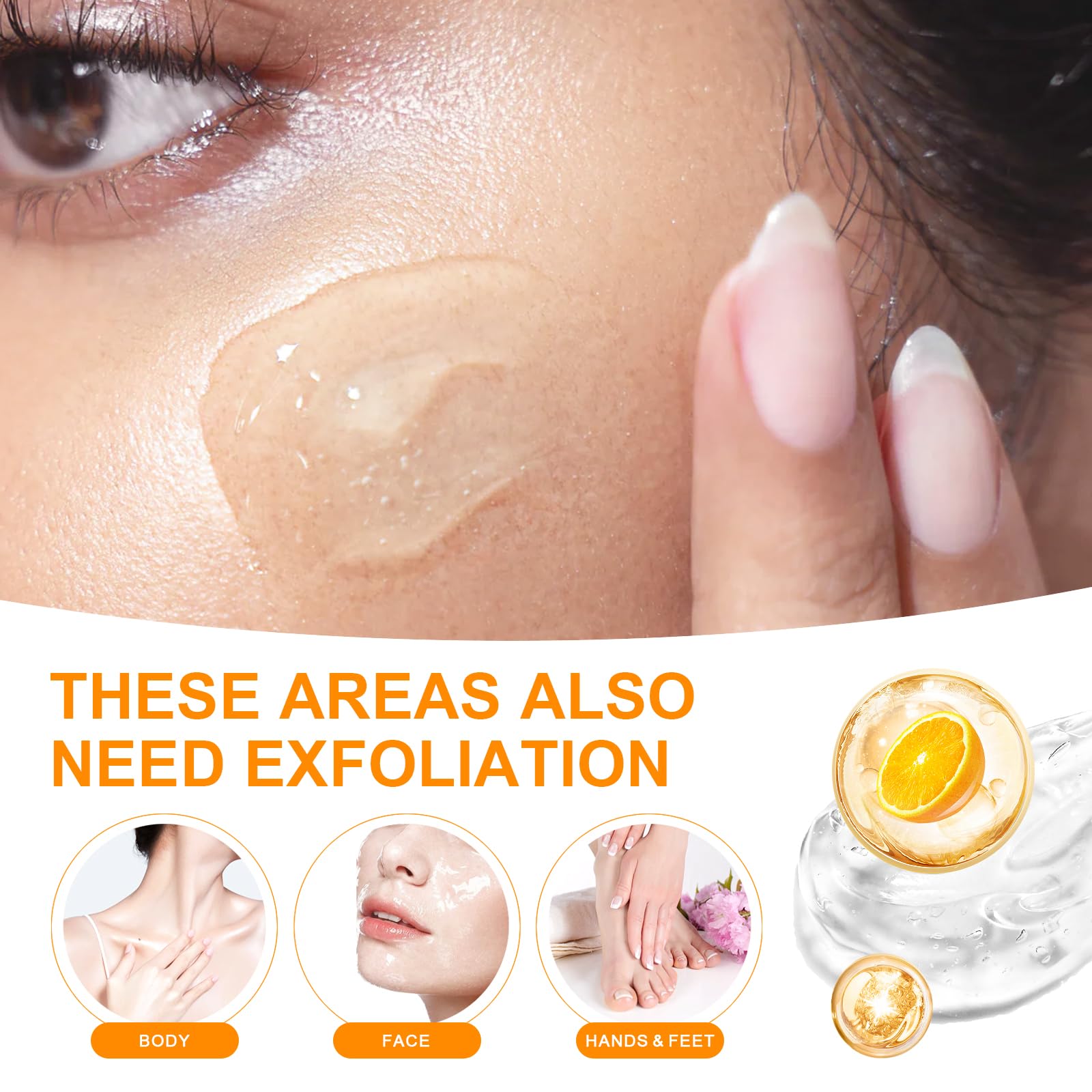 Green Tomato Orange Exfoliating Gel – 2Pcs Face & Body Scrub for Deep Pore Cleansing