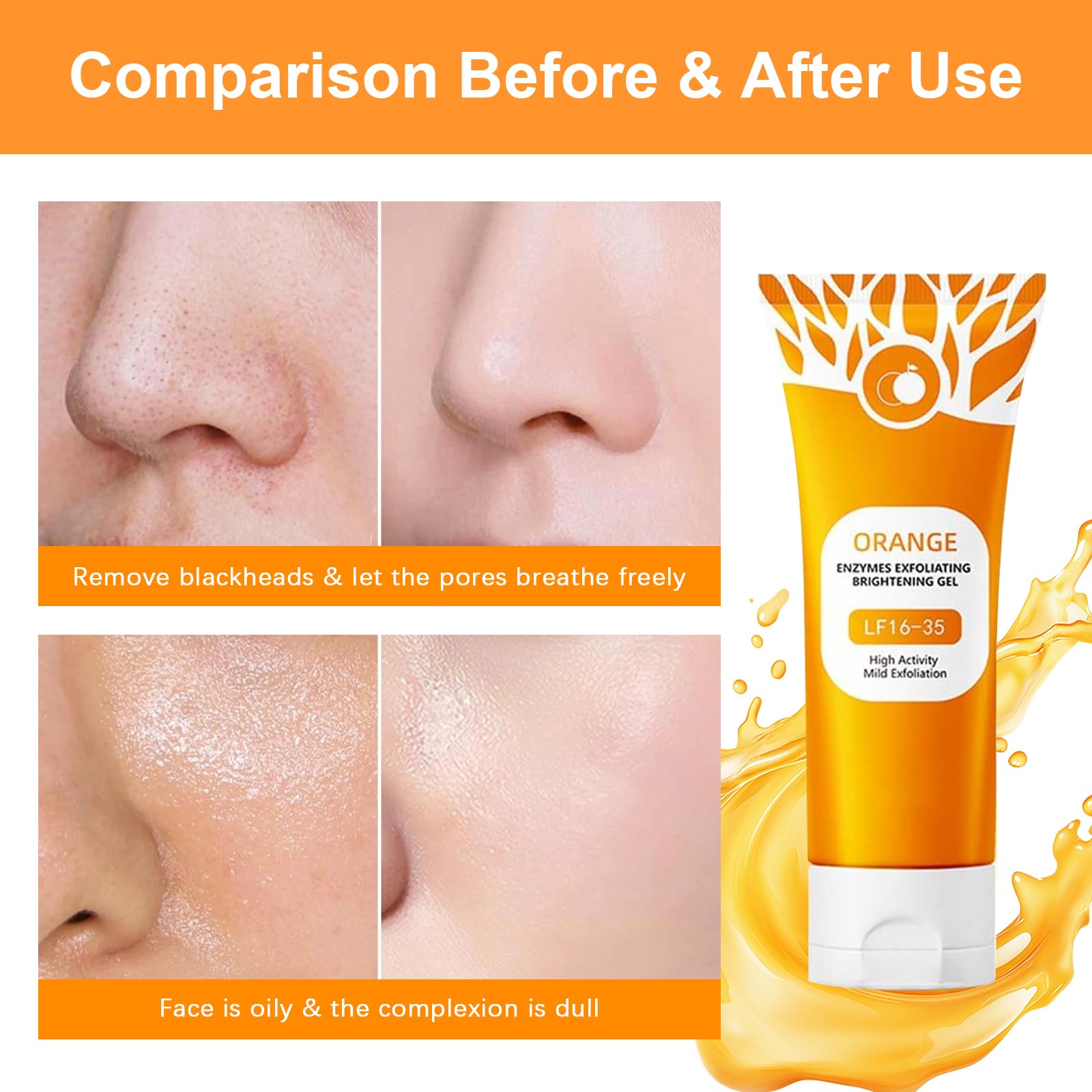 Green Tomato Orange Exfoliating Gel – 2Pcs Face & Body Scrub for Deep Pore Cleansing