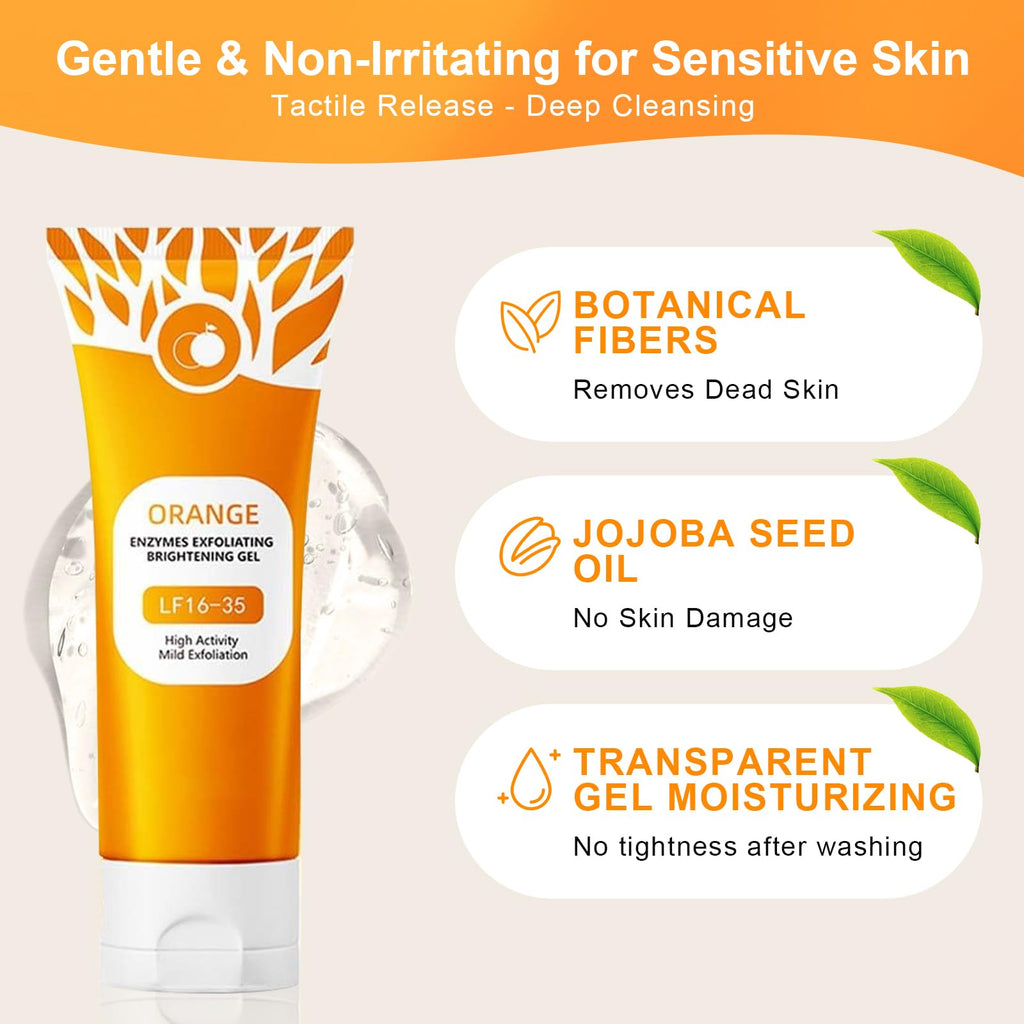 Green Tomato Orange Exfoliating Gel – 2Pcs Face & Body Scrub for Deep Pore Cleansing