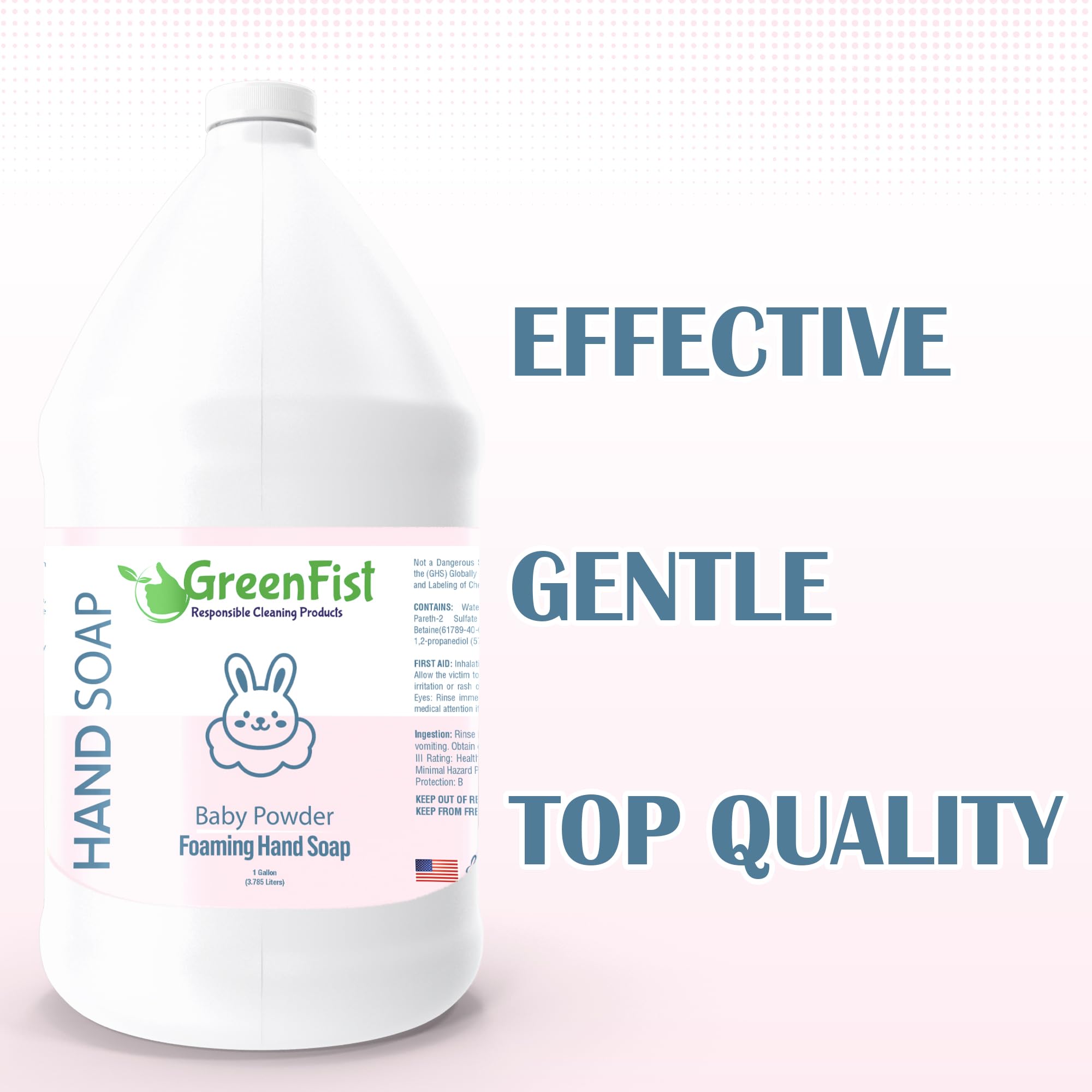 GreenFist Foaming Hand Soap Refills – Baby Powder Scent, 128 oz Jug, Made in USA
