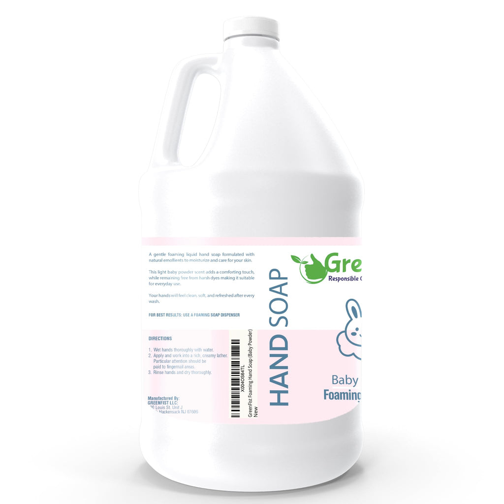 GreenFist Foaming Hand Soap Refills – Baby Powder Scent, 128 oz Jug, Made in USA