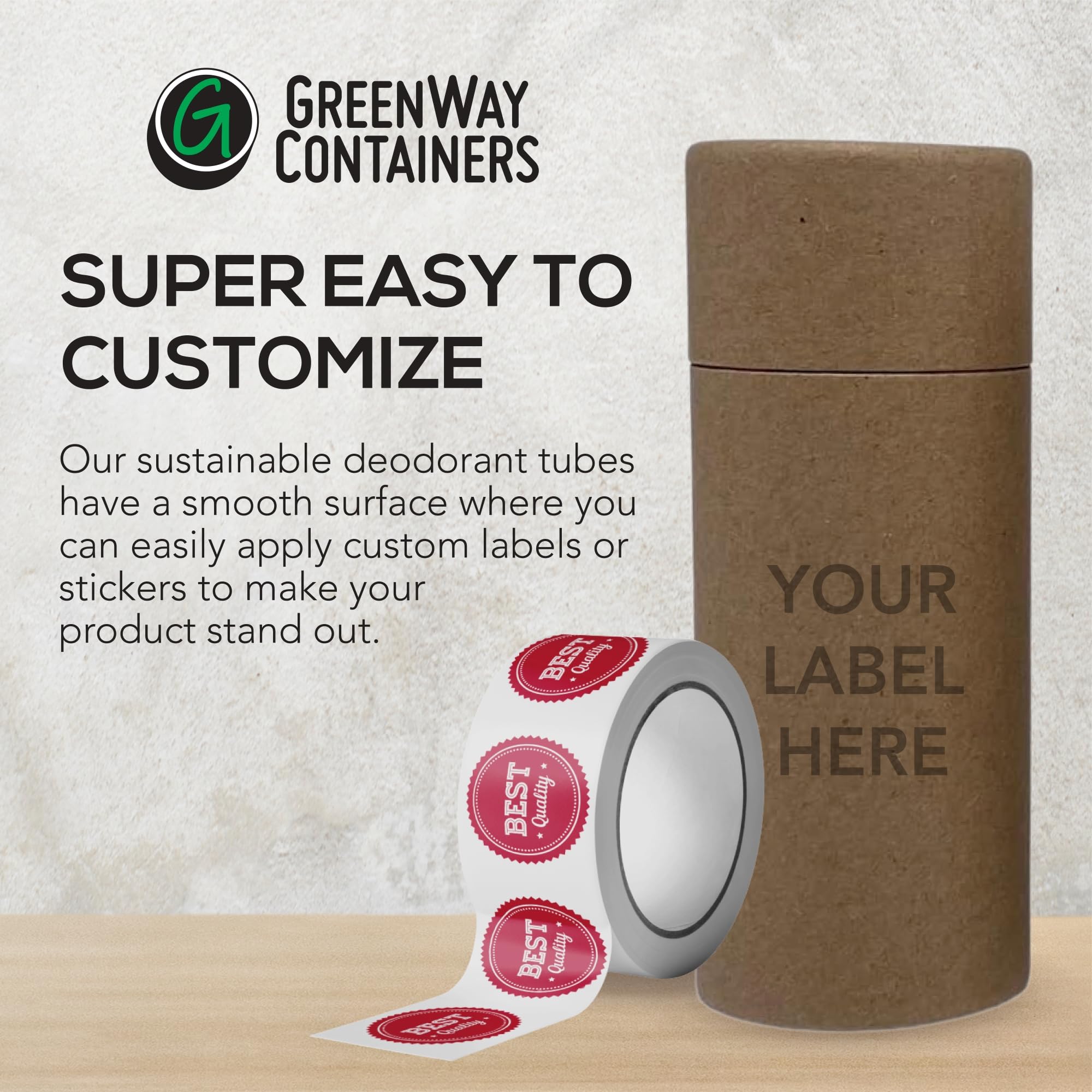 GreenWay Kraft Paperboard Deodorant Tubes – 25-Pack, 2.5oz/70ml
