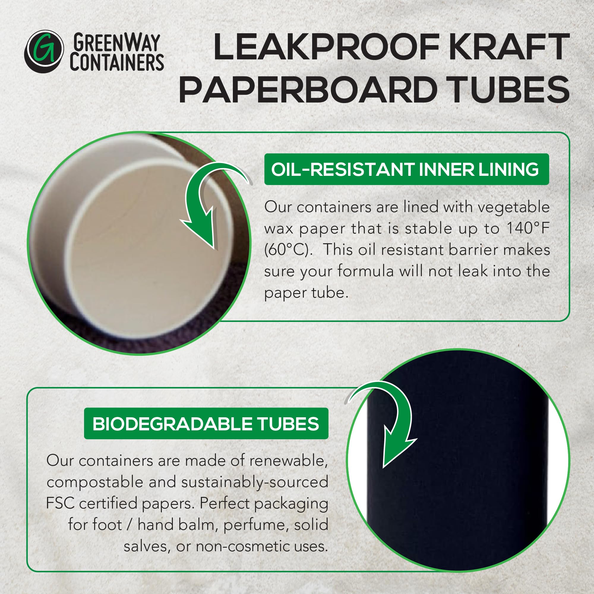 GreenWay Kraft Paperboard Deodorant Tubes – 25-Pack, 2.5oz/70ml