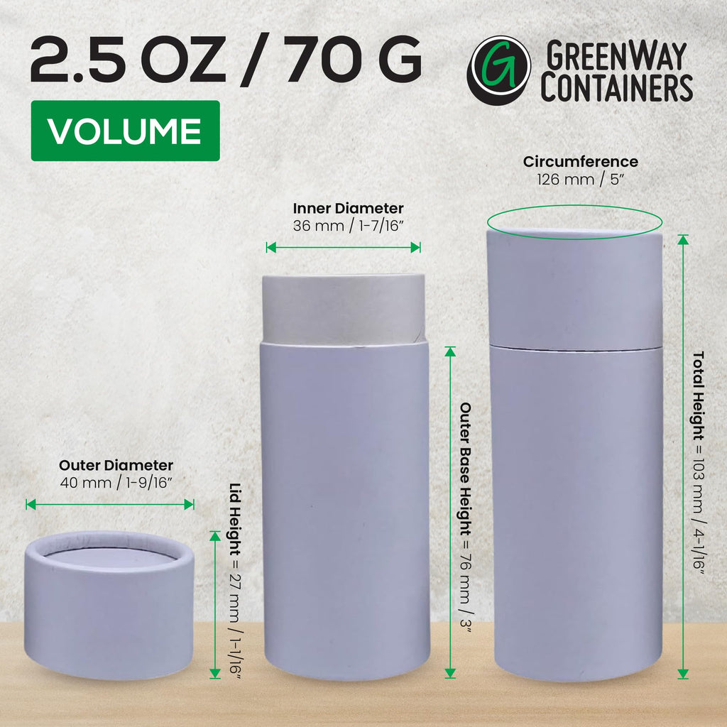GreenWay Kraft Paperboard Deodorant Tubes – 25-Pack, 2.5oz/70ml