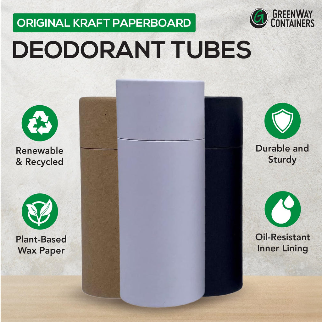 GreenWay Kraft Paperboard Deodorant Tubes – 25-Pack, 2.5oz/70ml