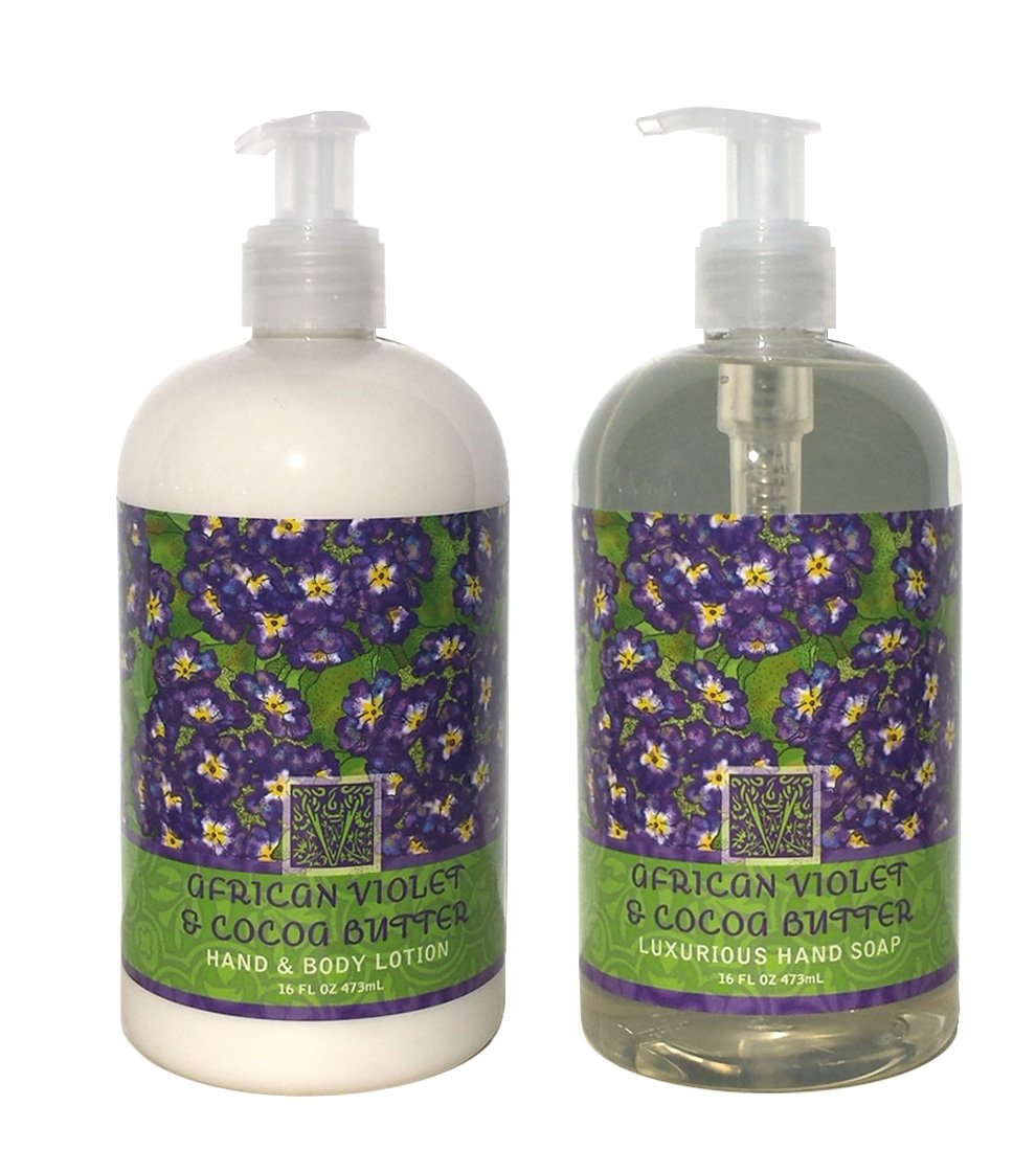 Greenwich Bay African Violet Cocoa Butter Hand & Body Lotion + Soap Duo, 16 oz Each
