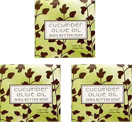 Greenwich Bay Cleansing Spa Soap with Cucumber Olive Oil, Shea & Cocoa Butter – No Parabens or Sulfates – 6.35 oz Pack of 3