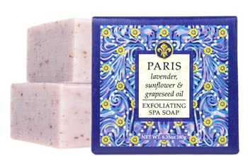 Greenwich Bay Destination Exfoliating Spa Soaps 7 Piece Set of 6.35 oz Bars — Travel to London, Kyoto, Tahiti, Paris, Fiji, Morocco, and Sicily