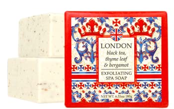 Greenwich Bay Destination Exfoliating Spa Soaps 7 Piece Set of 6.35 oz Bars — Travel to London, Kyoto, Tahiti, Paris, Fiji, Morocco, and Sicily