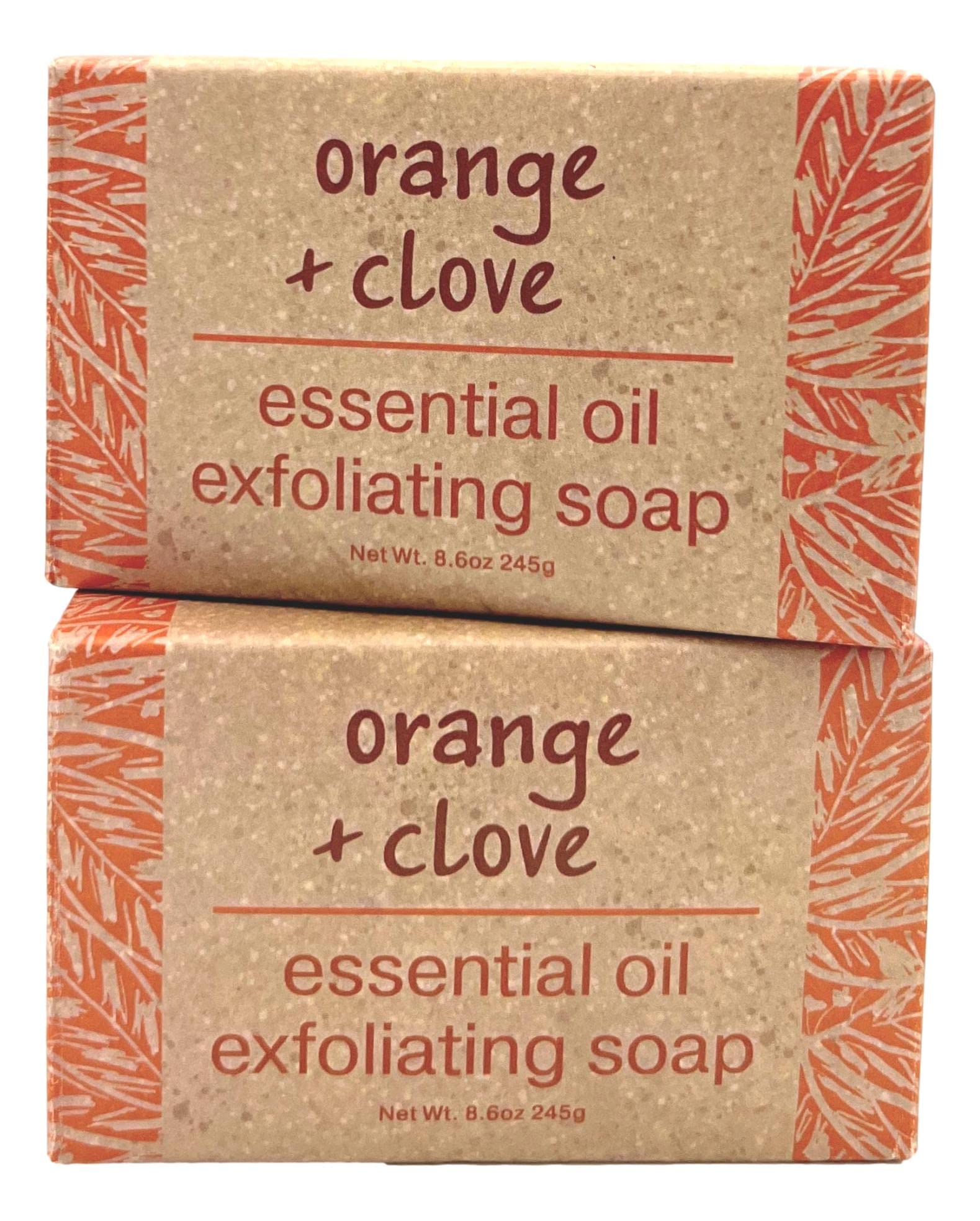 Greenwich Bay Trading Co. Orange & Clove Essential Oil Exfoliating Bath Bar Soap – Set of 2, 8.6 oz Each