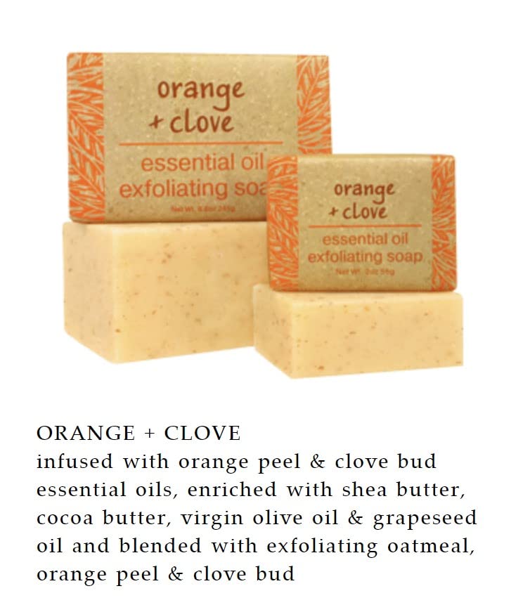 Greenwich Bay Trading Co. Orange & Clove Essential Oil Exfoliating Bath Bar Soap – Set of 2, 8.6 oz Each