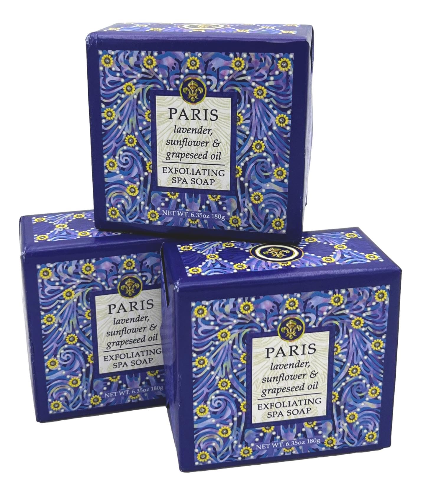 Greenwich Bay Paris Exfoliating Spa Soap – Set of 3 Square Bars, 6.35 oz Each | Made in USA
