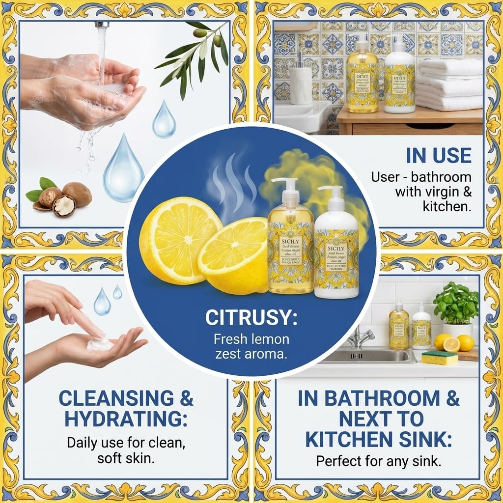 Greenwich Bay Sicily Soap & Lotion Set 16oz – Citrus Scent & Hydration