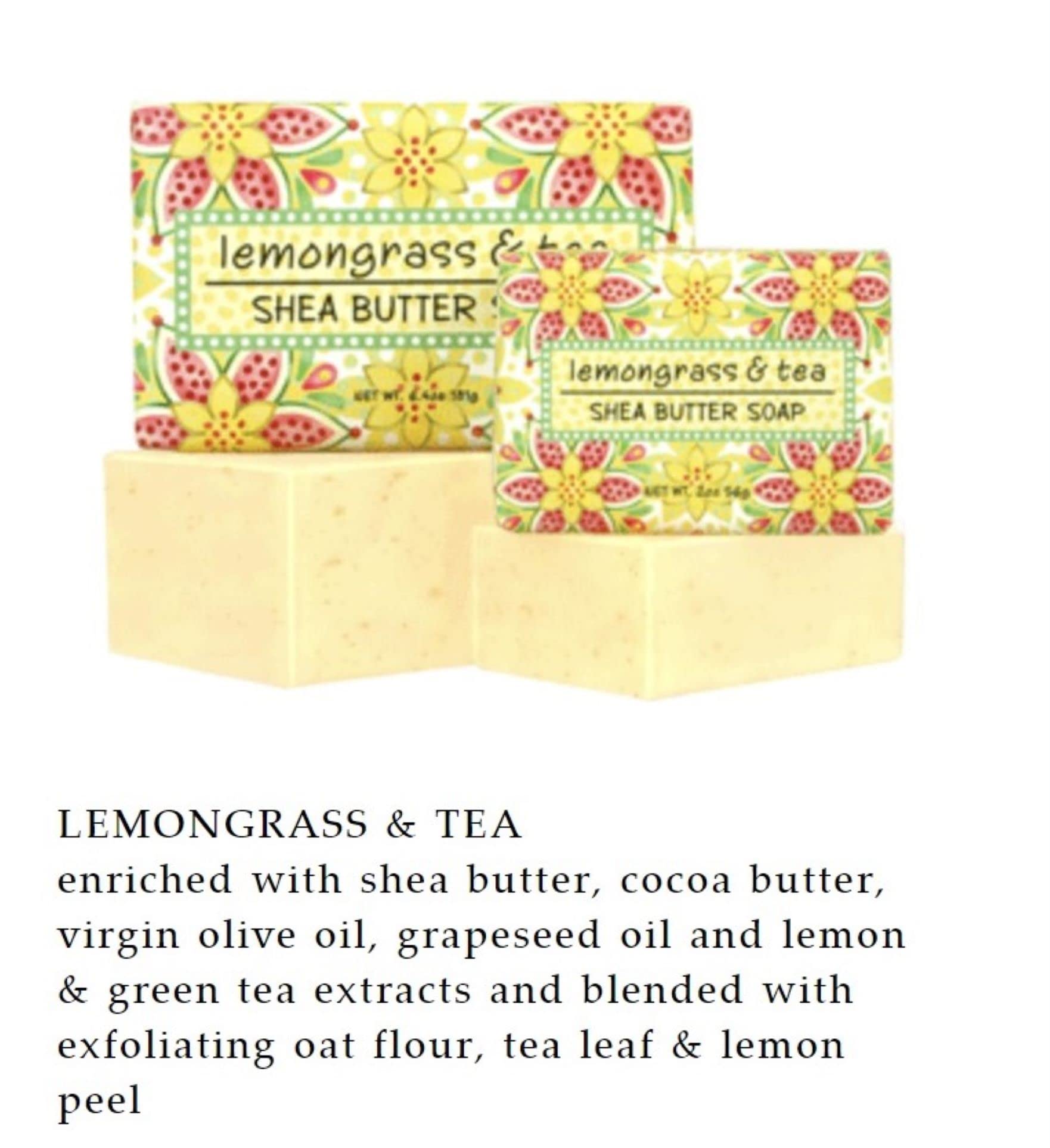 Greenwich Bay Trading Co Lemongrass & Tea Shea Butter Soap — Set of 3 Bars (6.4 oz each)