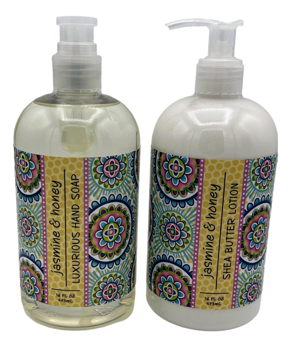 Greenwich Bay Trading Co Jasmine & Honey Hand Soap & Shea Butter Lotion Set – 16 oz Each