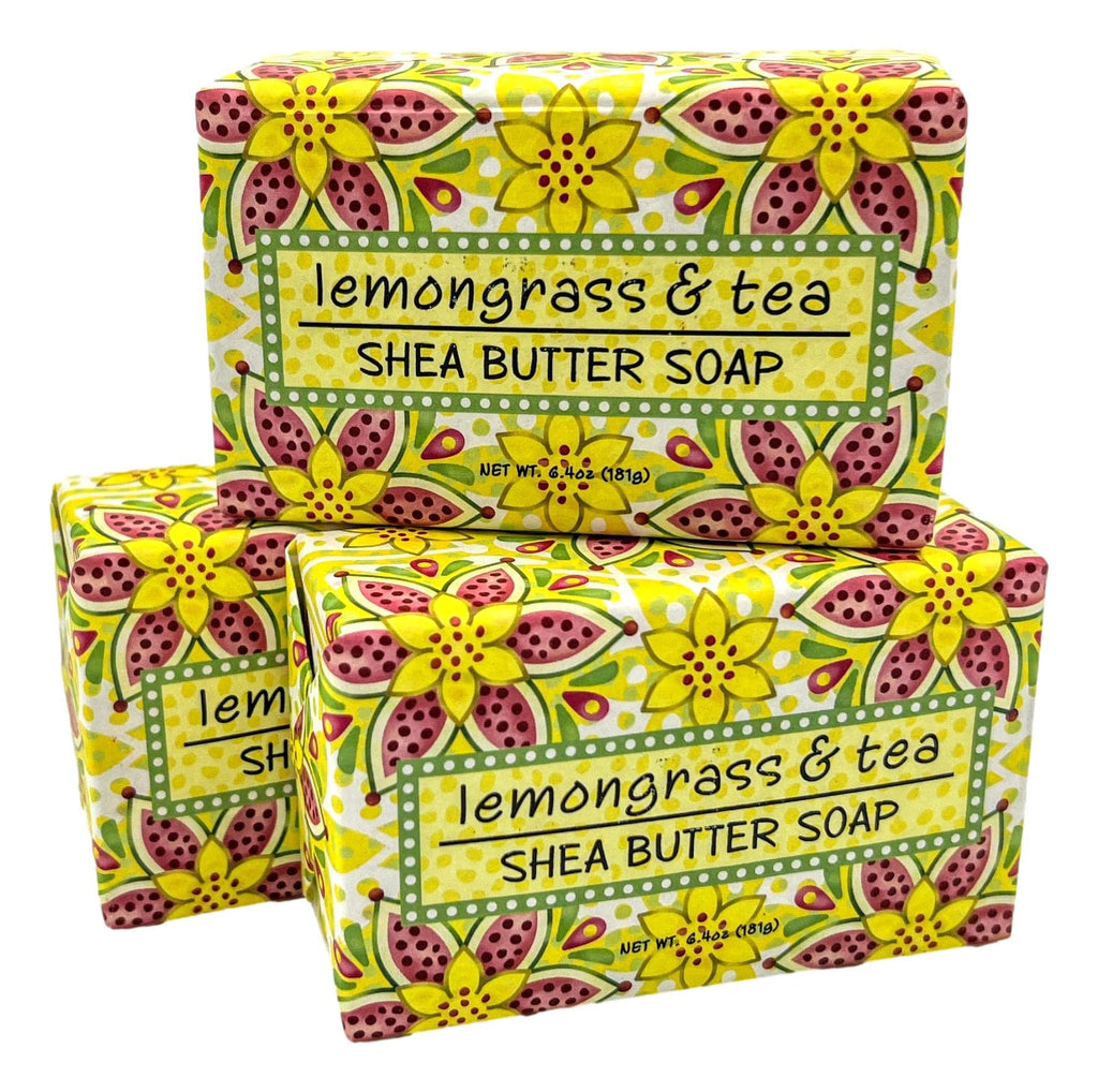 Greenwich Bay Trading Co Lemongrass & Tea Shea Butter Soap — Set of 3 Bars (6.4 oz each)
