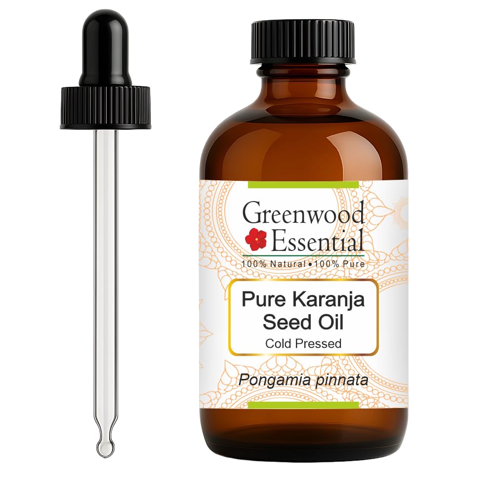 Greenwood Essential Pure Karanja Seed Oil - Cold-Pressed, 120ml with Glass Dropper
