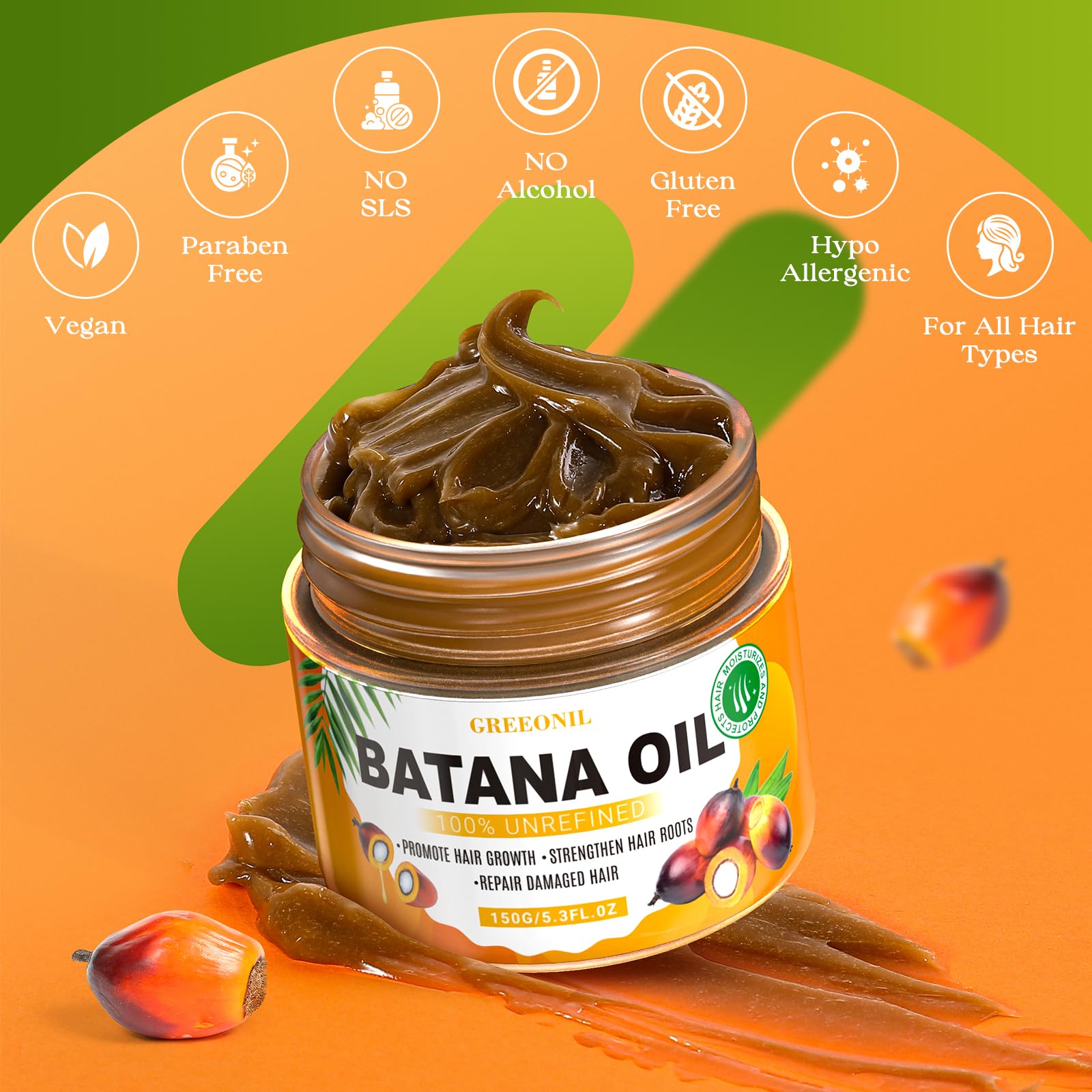 GREEONIL Batana Oil for Hair Growth – 100% Pure, Unrefined Batana Oil (5.3 oz)