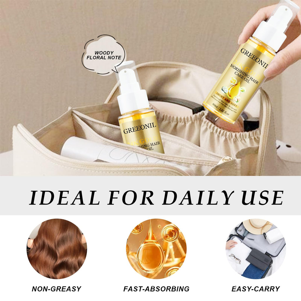 GREEONIL Hair Oil with Argan Oil & Vitamin E | Frizz Control, Shine, Hydration