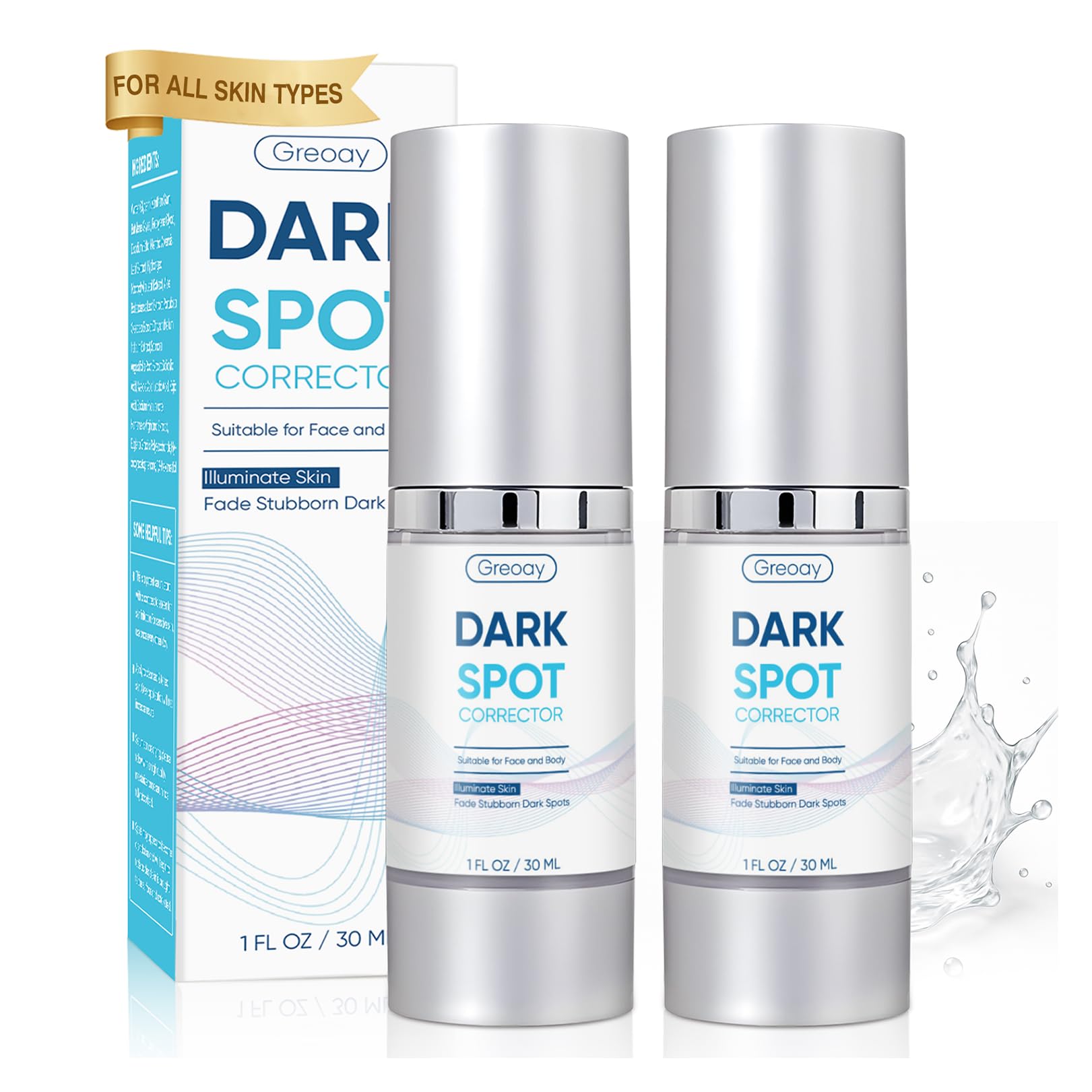 Greoay Dark Spot Remover Serum for Face & Body – Hyperpigmentation Treatment, Brighten & Even Skin Tone, 2 x 1 Fl Oz