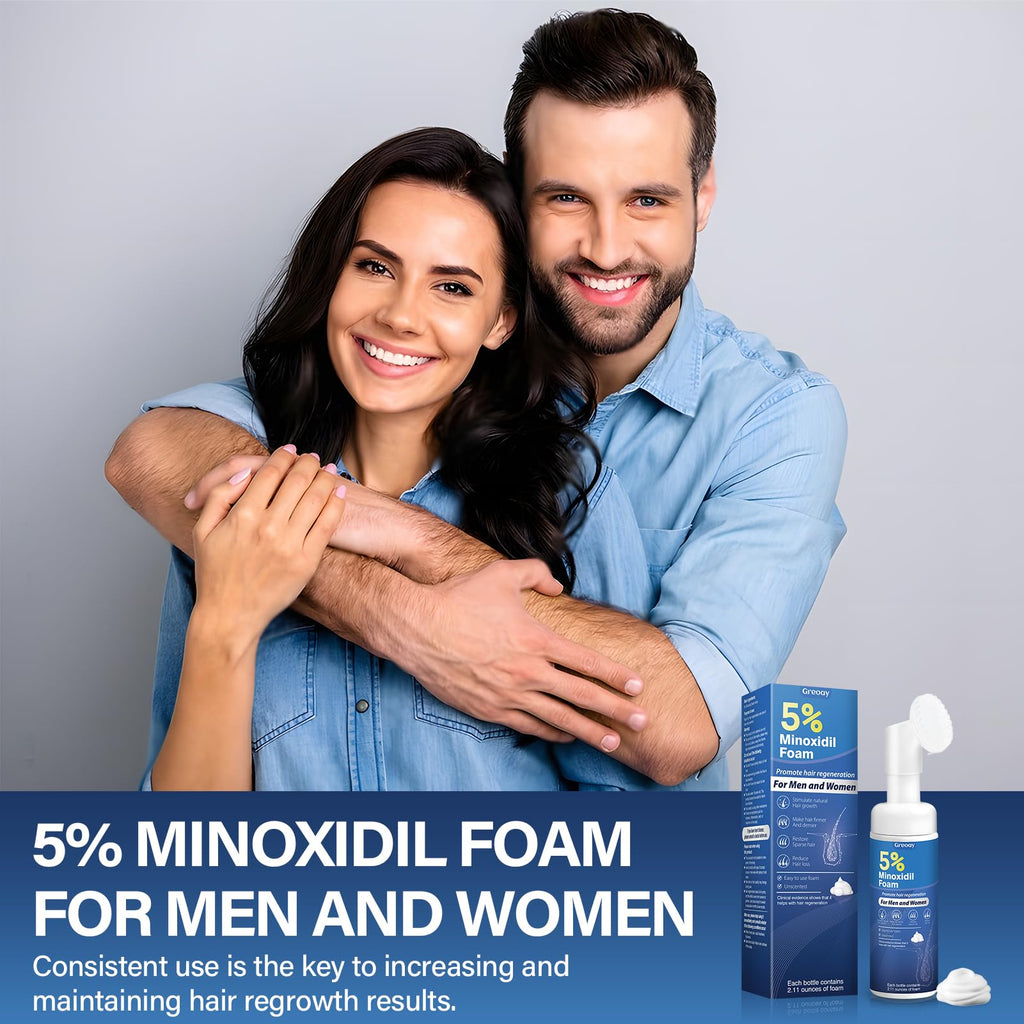 Greoay 5% Minoxidil Hair Growth Foam for Men & Women – Thinning Hair & Receding Hairline