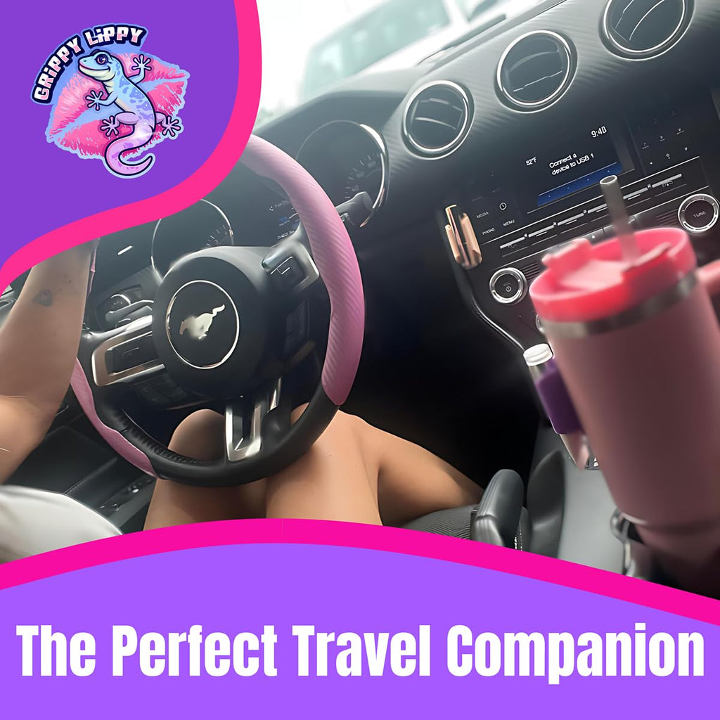 Grippy Lippy Durable Lip Balm Holder – 2 Pack (Pink & Purple) | Lip Gloss, Balm & Oil Organizer for Car, Home, Travel