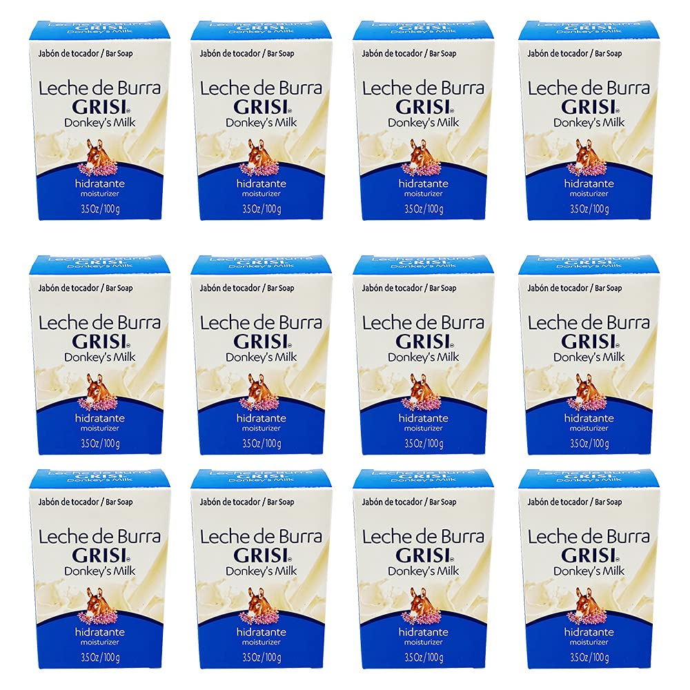 Grisi Donkey's Milk Soap 12-Pack | Hydrating Bars with Milk Proteins (3.5 oz each)