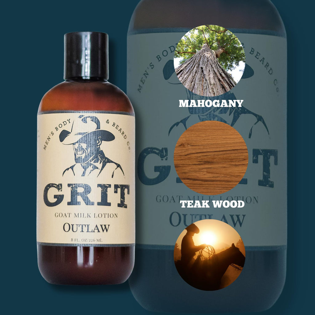 GRIT Goat Milk Body Lotion Outlaw - All Natural, Dye-Free, 8 oz