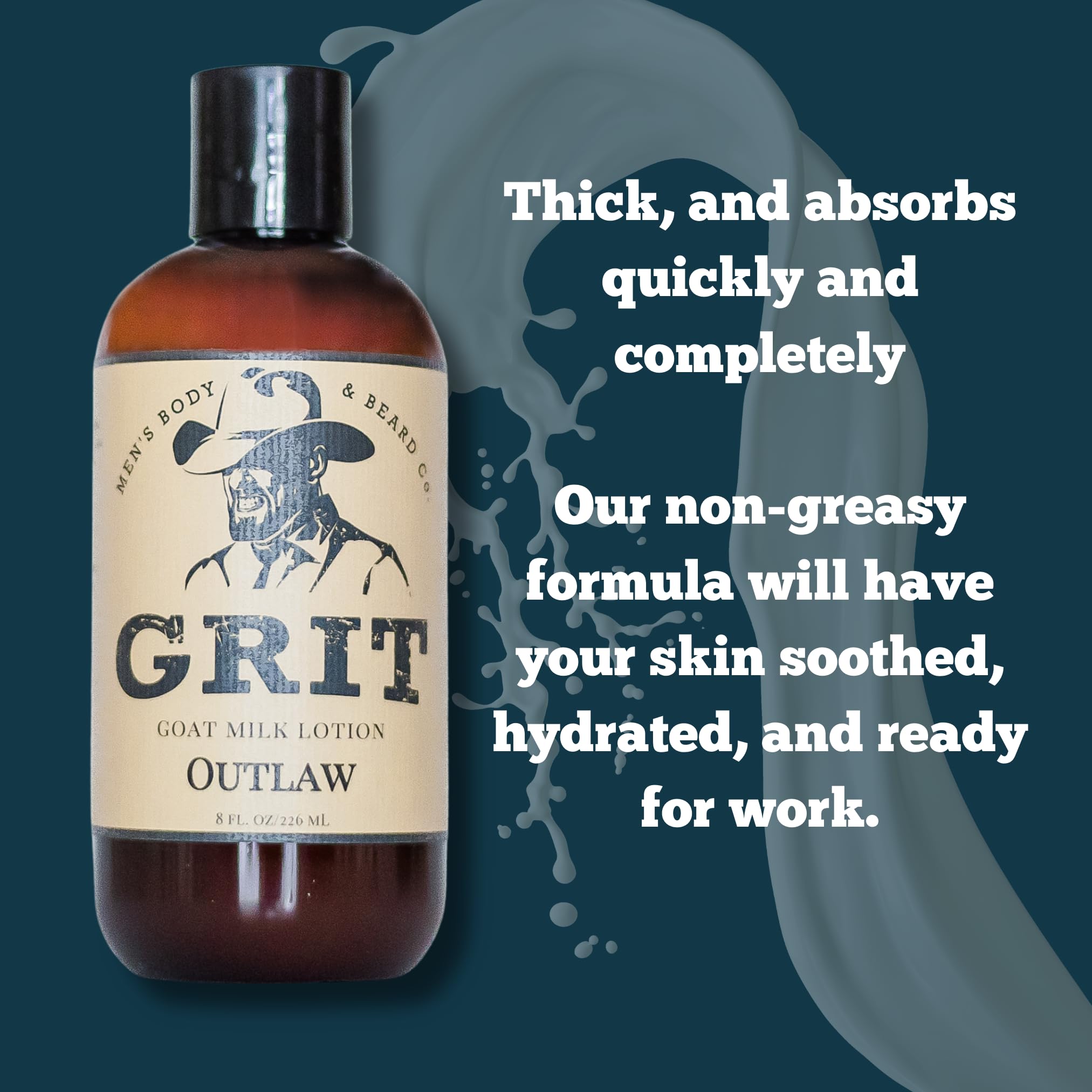GRIT Goat Milk Body Lotion Outlaw - All Natural, Dye-Free, 8 oz