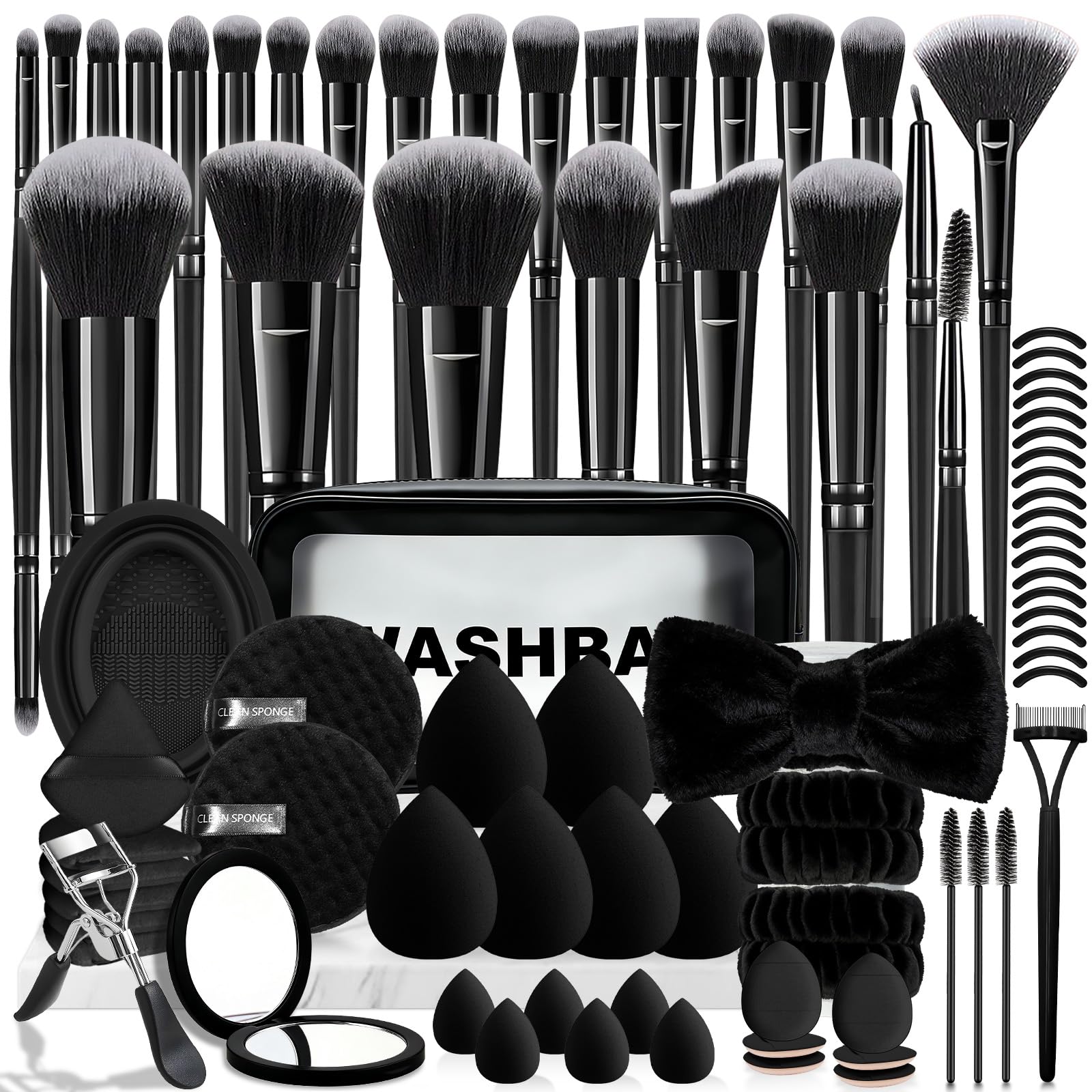 Grnheat 73-Piece Makeup Brush Kit | Pro Set with Case, Sponges & Puffs