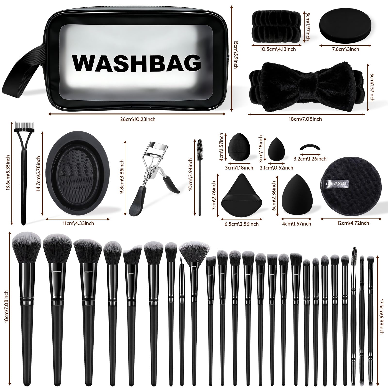 Grnheat 73-Piece Makeup Brush Kit | Pro Set with Case, Sponges & Puffs