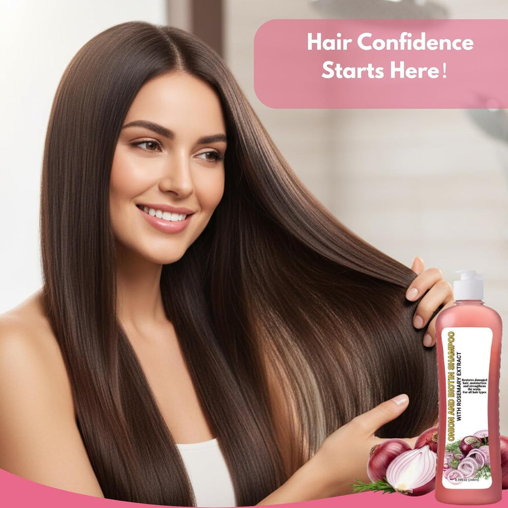 GROEI Onion Biotin & Rosemary Shampoo & Treatment Set – Strengthen Roots, Repair Damage, Boost Shine (16.78 Fl oz / 496 ml)