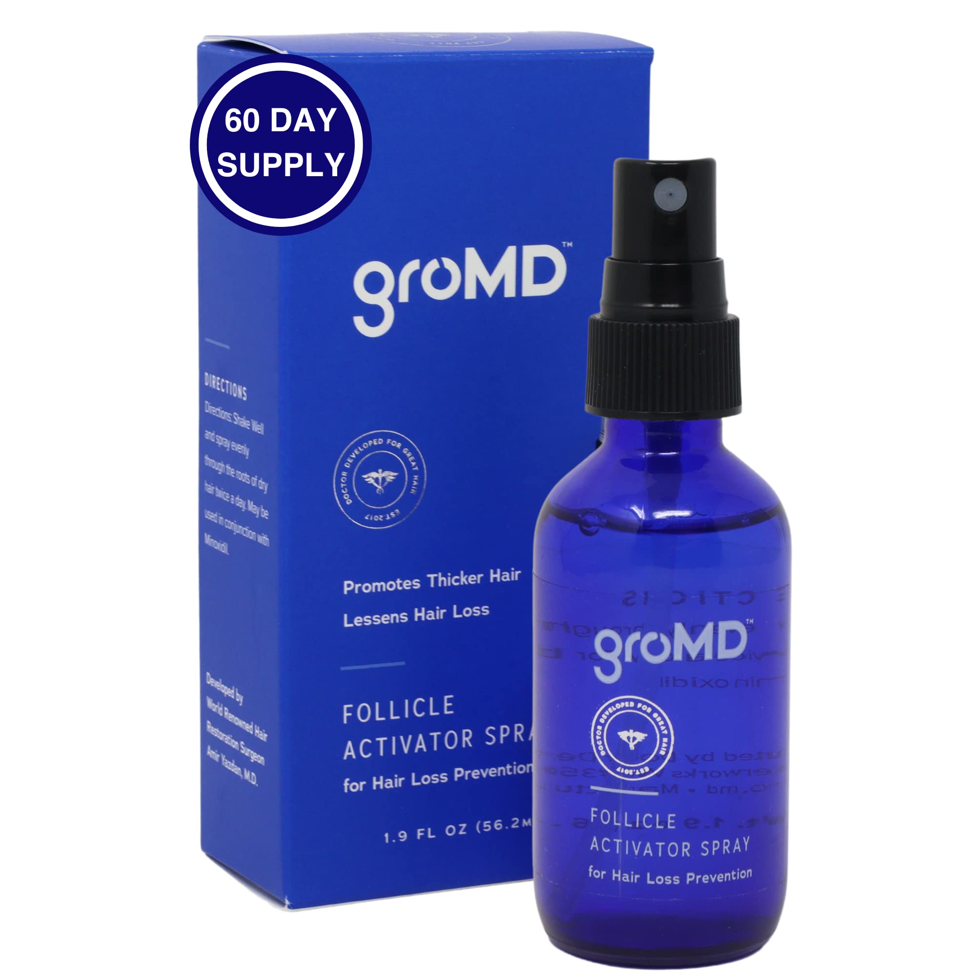 GroMD Hair Loss Serum — Doctor-Developed Hair Growth Treatment with DHT Blocking, Argan Oil & Caffeine | 60 Day Supply