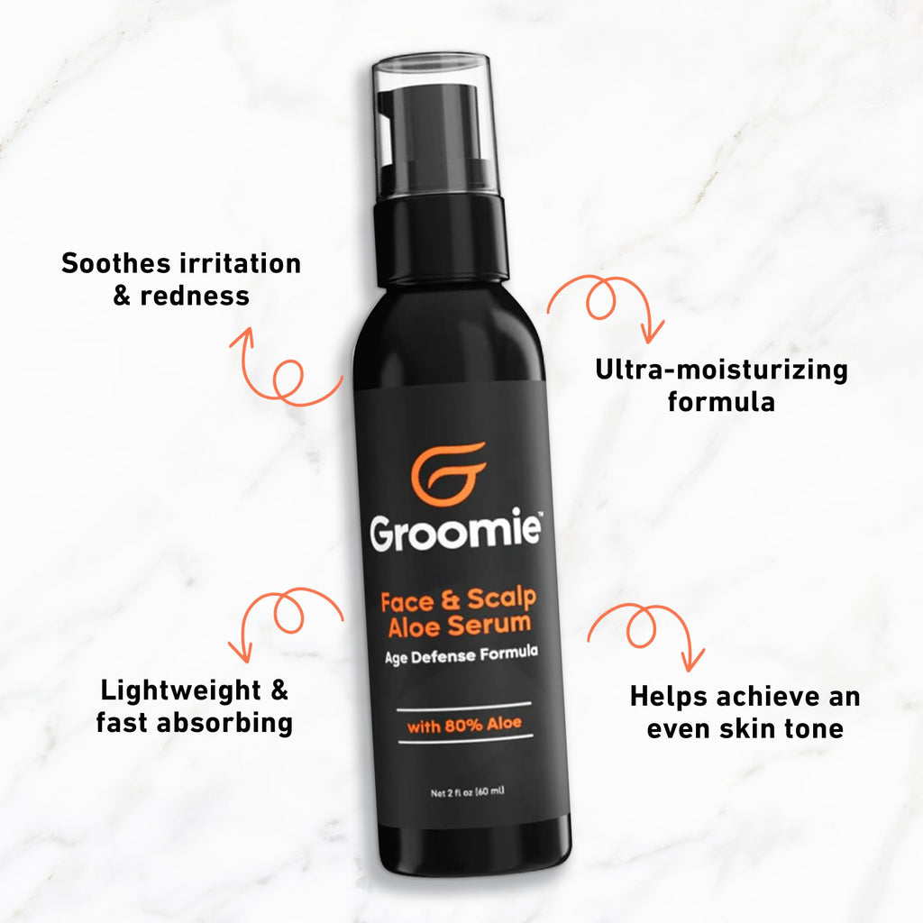 Groomie Face & Scalp Aloe Vera Serum — Hydrating, Soothing, Lightweight Skincare