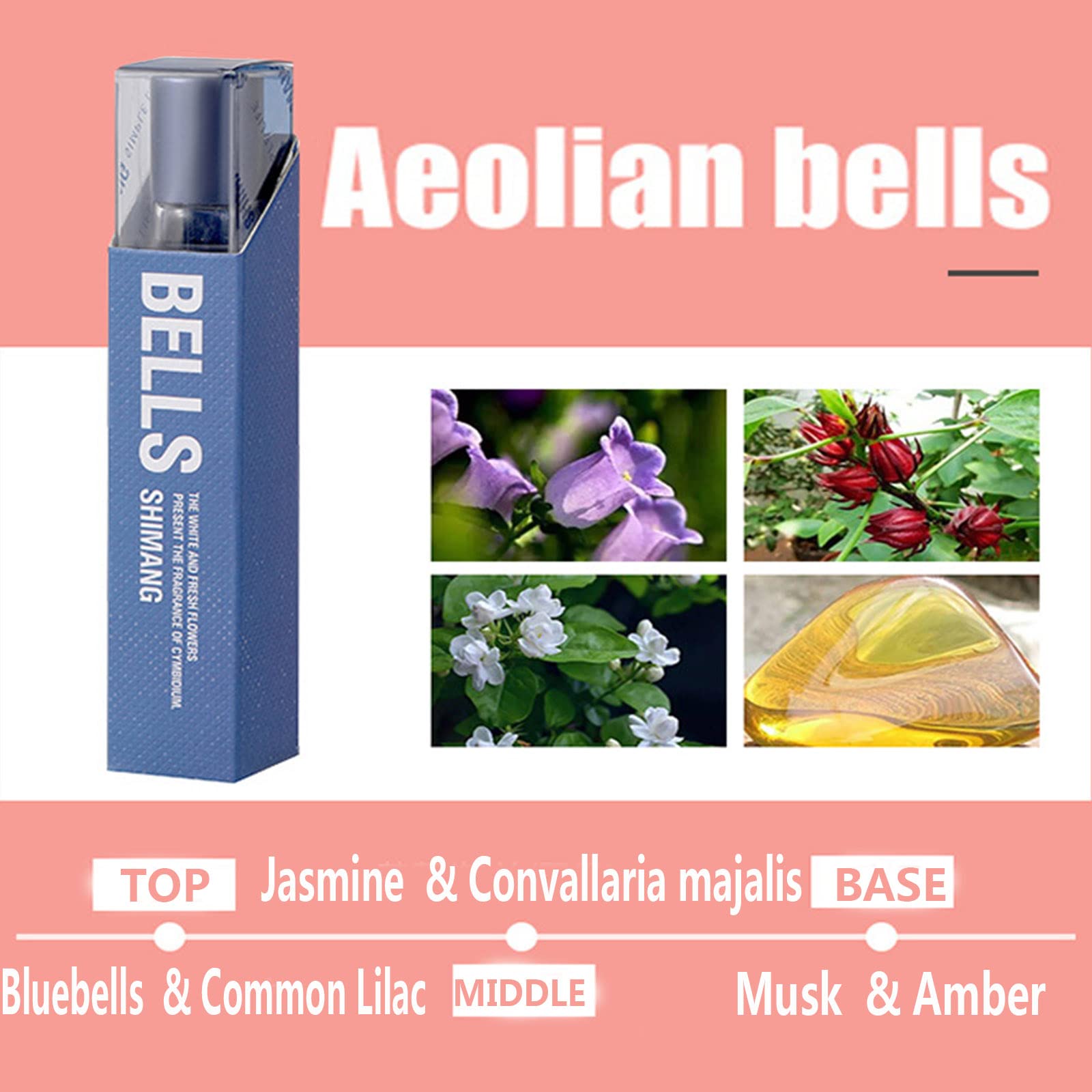 Grospe 4Pcs Eau de Parfum Roll-On — Alcohol-Free Floral Fruit Fragrances, 10 ml