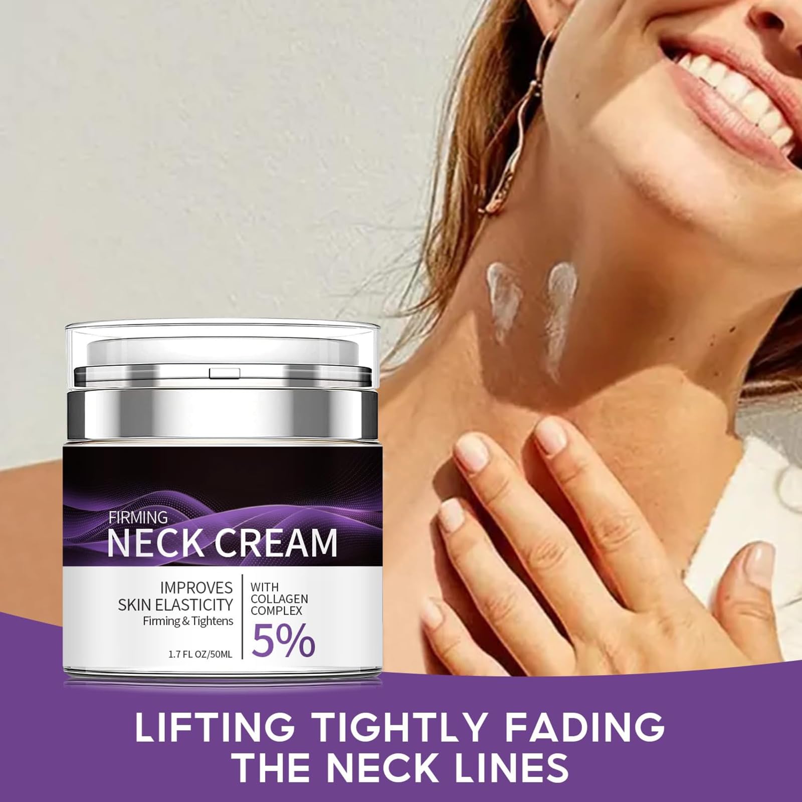 Grospe 5% Collagen Complex Neck Firming Cream – Anti-Aging Moisturizer for Neck & Chest, All-Natural, 1.8 oz