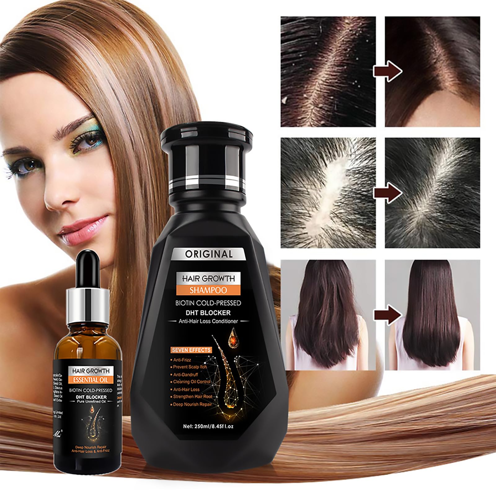 Grospe Hair Care Essential Oil Set – Hair Growth Shampoo & Ginger Essence Oil