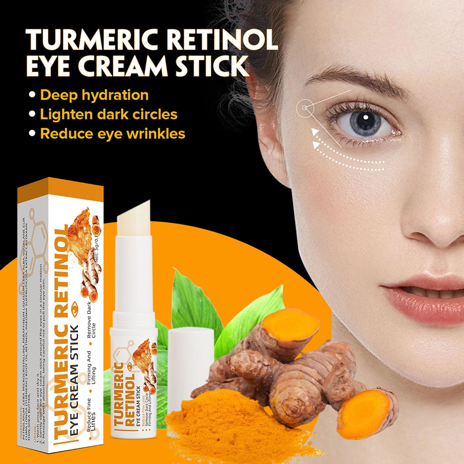 Grospe 2-Pack Turmeric Retinol Eye Stick | Hydrating Under-Eye Care for Dark Circles and Fine Lines