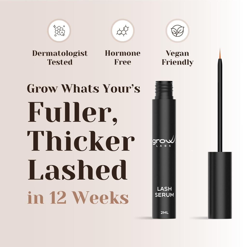 Grow Labs Lash Serum – Peptides & Biotin for Stronger, Fuller Lashes | Vegan, Hormone-Free | Made in USA