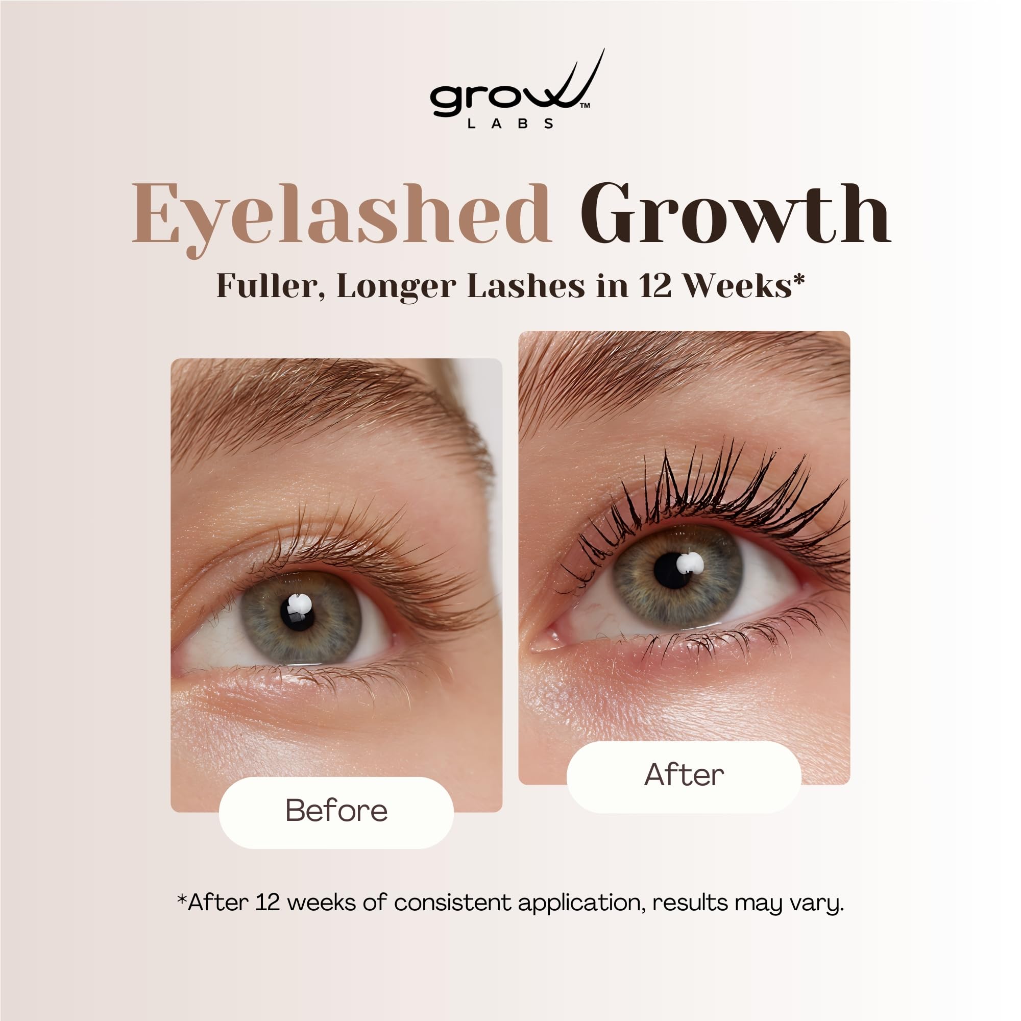 Grow Labs Lash Serum – Peptides & Biotin for Stronger, Fuller Lashes | Vegan, Hormone-Free | Made in USA
