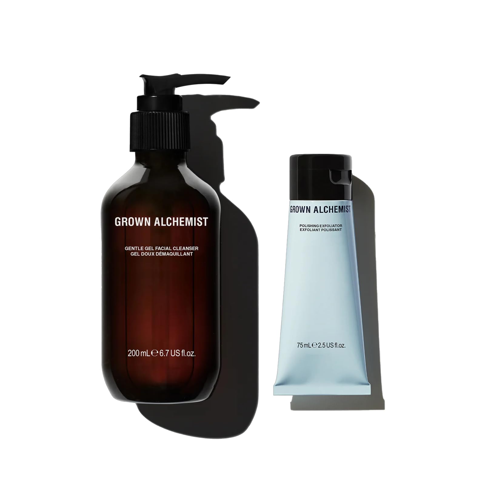 Grown Alchemist Facial Cleanser Set – Polishing Exfoliator 75ml + Gentle Gel Cleanser 200ml