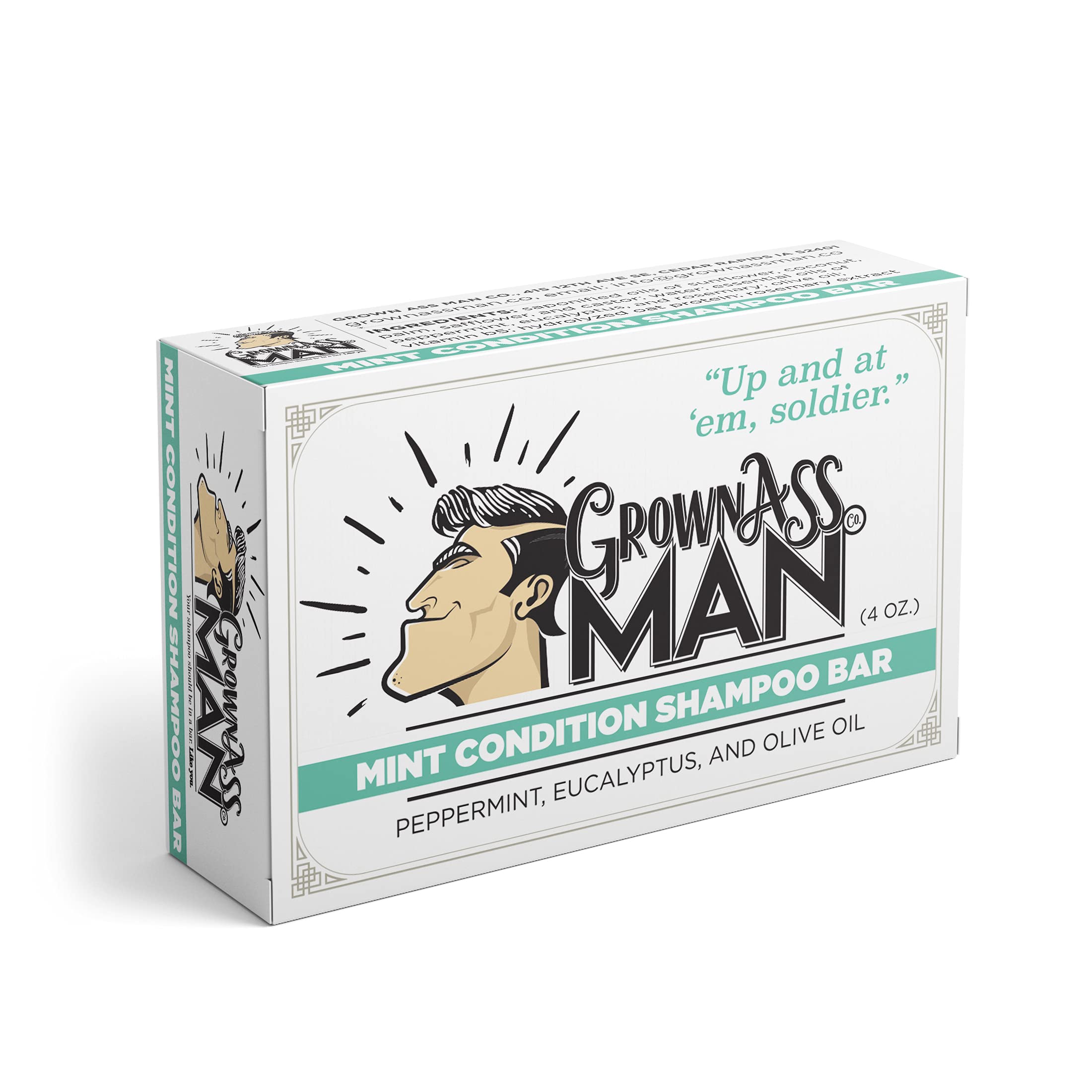Grown Ass Man Co. Full Bath Bundle For Men - Mint Condition Shampoo Bar, Conditioner Bar & Body Bar (Plastic Free & Vegan)