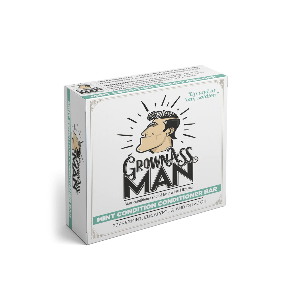 Grown Ass Man Co. Full Bath Bundle For Men - Mint Condition Shampoo Bar, Conditioner Bar & Body Bar (Plastic Free & Vegan)