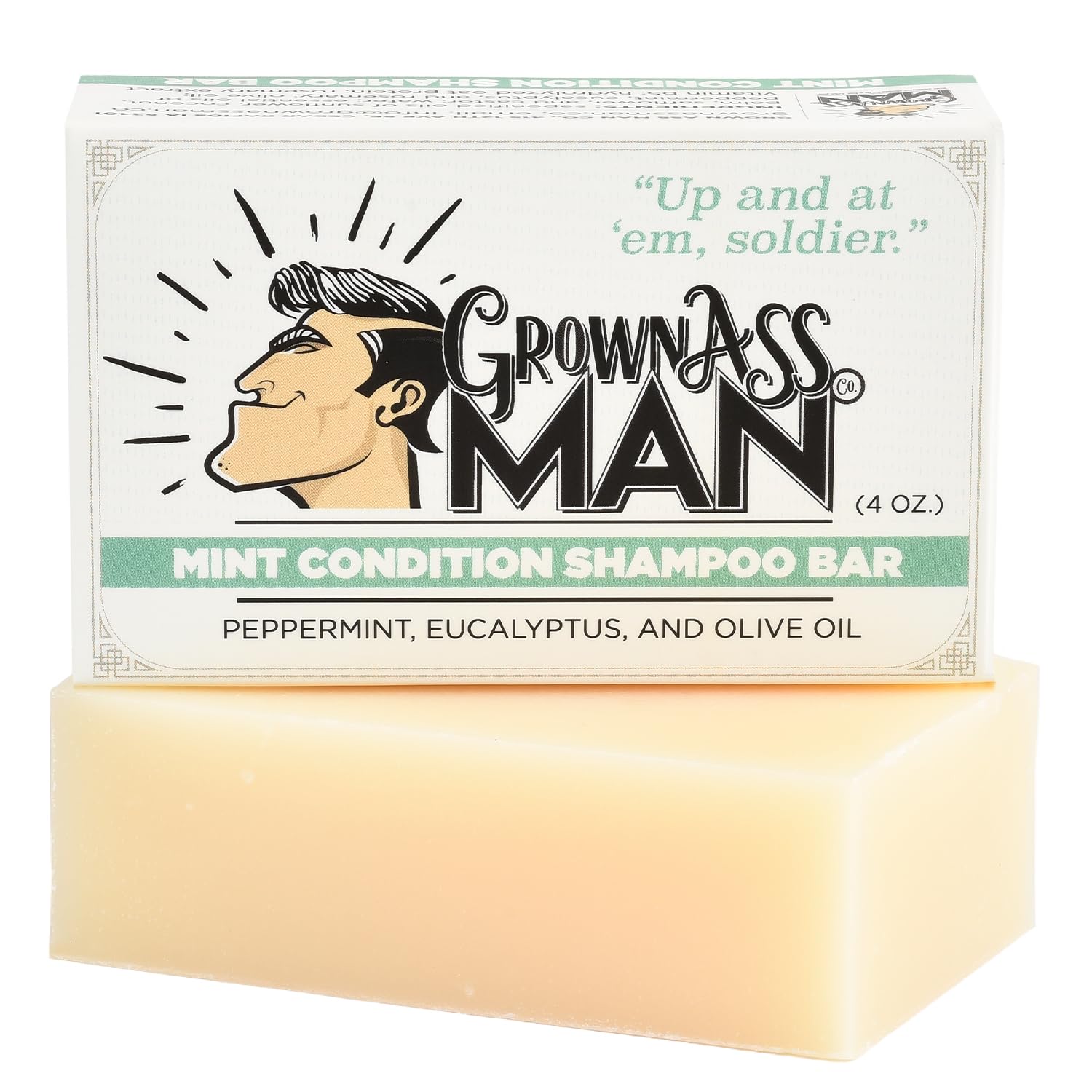 Grown Ass Man Co. Solid Shampoo Bar 3 in 1 – Hair, Beard & Body Wash | Plastic Free Mint Condition 4oz
