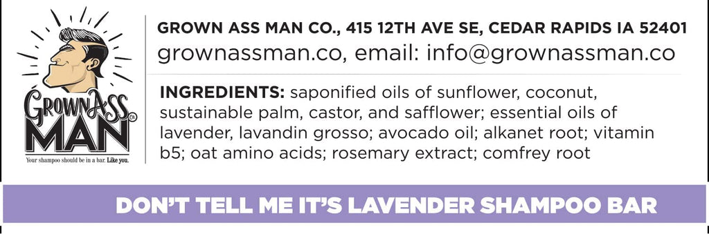 Grown Ass Man Co. Solid Shampoo Bar – 3-in-1 Hair, Beard & Body Wash, Lavender, 4oz (3-Pack)