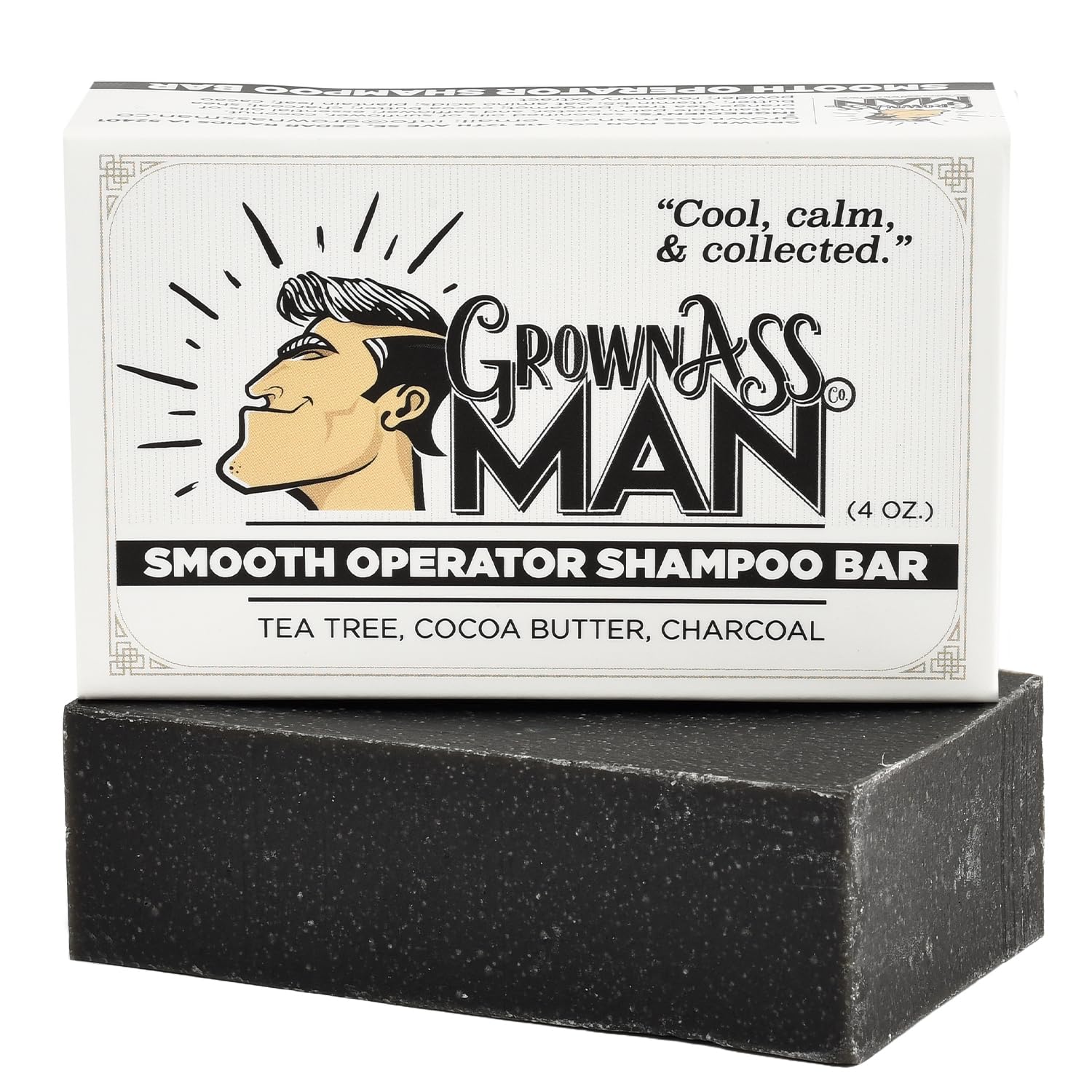 Grown Ass Man Co. Smooth Operator Solid Shampoo Bar – 3 in 1 Hair, Beard & Body Wash | Plastic Free