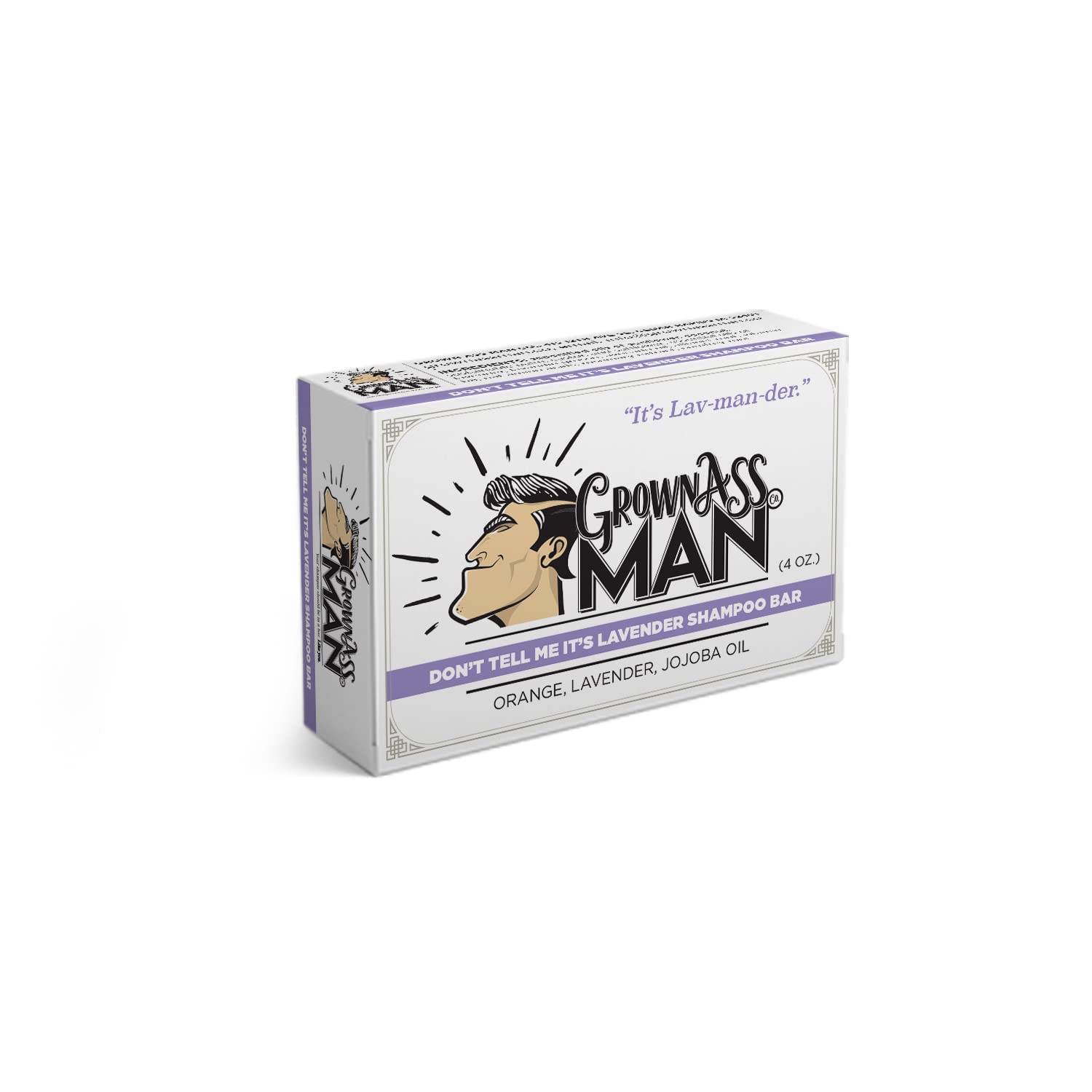 Grown Ass Man Co. Solid Shampoo Bar – 3-in-1 Hair, Beard & Body Wash, Lavender, 4oz (3-Pack)