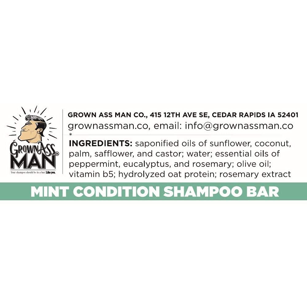 Grown Ass Man Co. Solid Shampoo Bar 3 in 1 – Hair, Beard & Body Wash (4oz) | Plastic Free, 6-Pack Variety