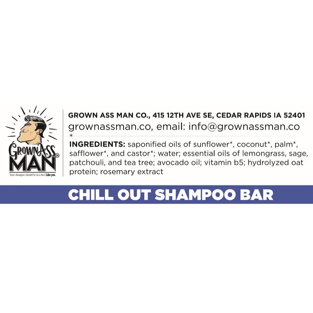 Grown Ass Man Co. Solid Shampoo Bar 3 in 1 – Hair, Beard & Body Wash (4oz) | Plastic Free, 6-Pack Variety